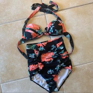 High waisted floral retro bikini